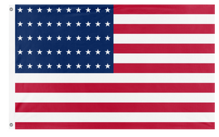 A mockup of the custom flag '50 Star American Flag but in style of the 40 star flag' on a white background