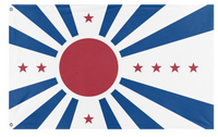 A mockup of the custom flag 'Japanese Pacific States flag' on a white background
