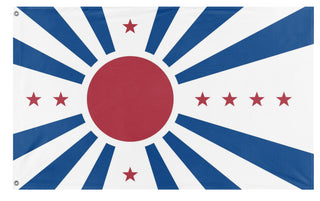 A mockup of the custom flag 'Japanese Pacific States flag' on a white background