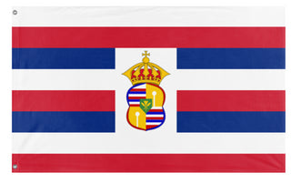 A mockup of the custom flag 'Kingdom of Hawaii flag' on a white background
