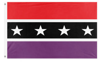 A mockup of the custom flag 'SAMORA flag' on a white background