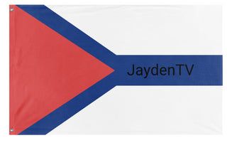A mockup of the custom flag 'JaydenTV Flag' on a white background