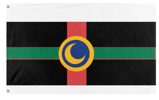 A mockup of the custom flag 'Kaleido-SPACE flag' on a white background