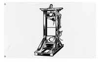 A mockup of the custom flag 'Guillotine Flag' on a white background