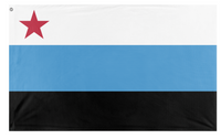 A mockup of the custom flag 'Republic of Volnoslavia flag' on a white background