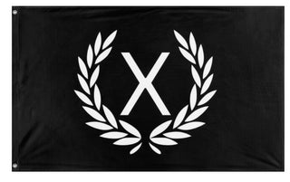 A mockup of the custom flag 'Xenova flag' on a white background