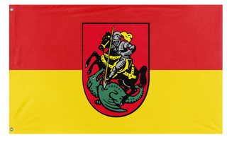 A mockup of the custom flag 'Flag of Schwarzenberg' on a white background