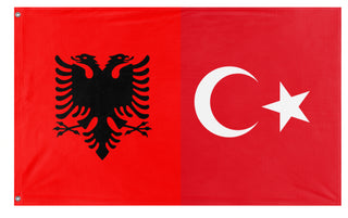 A mockup of the custom flag 'albania x turkey flag' on a white background