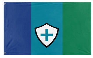 A mockup of the custom flag 'Flag of Juquoland' on a white background