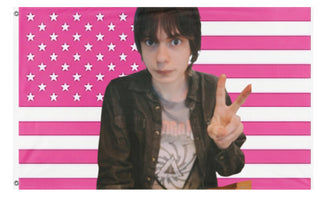 A mockup of the custom flag 'Hammy flag' on a white background