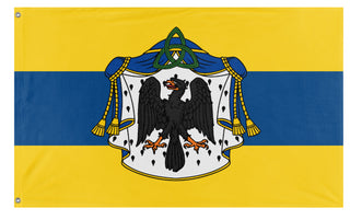 A mockup of the custom flag 'Missian Royal Flag' on a white background