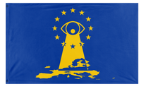 A mockup of the custom flag 'EU Chat Control Flag' on a white background