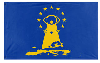 A mockup of the custom flag 'EU Chat Control Flag' on a white background