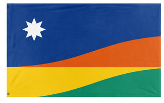 A mockup of the custom flag 'Morning Star flag' on a white background