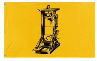 A mockup of the custom flag 'Yellow Guillotine flag' on a white background