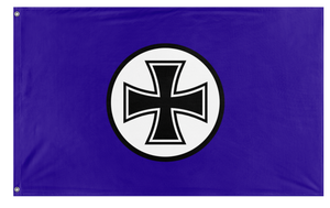 A mockup of the custom flag 'WeLLeReich flag' on a white background