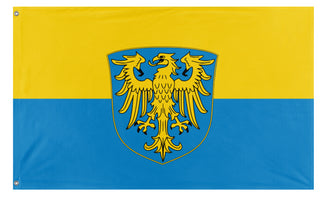 A mockup of the custom flag 'Flag of Upper Silesia' on a white background