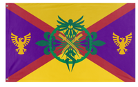 A mockup of the custom flag 'Empire of Caasia Hand Flag' on a white background