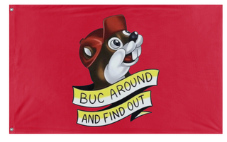 A mockup of the custom flag 'Flagoo' on a white background