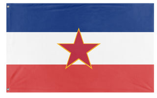 A mockup of the custom flag 'Yugoslavia flag' on a white background