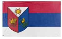A mockup of the custom flag 'Netherrania flag' on a white background