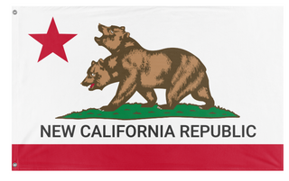 A mockup of the custom flag 'New California Republic flag' on a white background