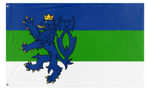 A mockup of the custom flag 'Netherraniaa flag' on a white background