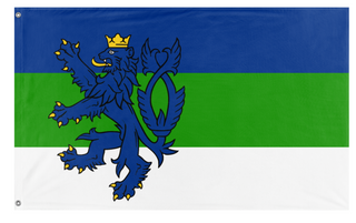 A mockup of the custom flag 'Netherraniaa flag' on a white background