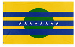 A mockup of the custom flag 'Flag of Bolivar State' on a white background