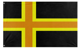 A mockup of the custom flag 'Nordhjeldi  flag' on a white background