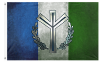 A mockup of the custom flag 'New Cascadia flag' on a white background