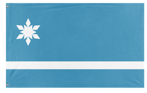 A mockup of the custom flag 'Aurelia flag' on a white background