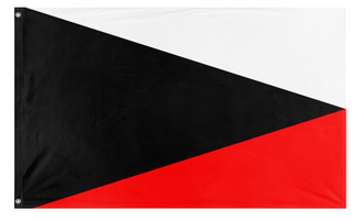 A mockup of the custom flag 'Ustio flag' on a white background