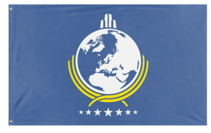 A mockup of the custom flag 'Super Earth flag' on a white background