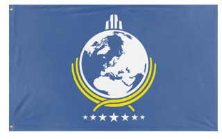A mockup of the custom flag 'Super Earth flag' on a white background