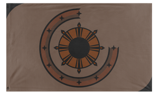 A mockup of the custom flag 'Ustos flag' on a white background