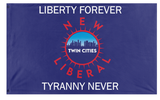 A mockup of the custom flag 'TC NEW LIBS flag' on a white background