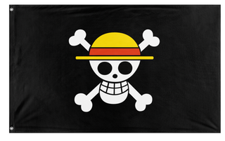A mockup of the custom flag 'Smaller Straw Hats flag' on a white background