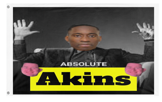 A mockup of the custom flag 'Akins Troll flag' on a white background