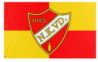 A mockup of the custom flag 'NKVS_SPORTS flag' on a white background
