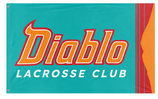 A mockup of the custom flag 'DIABLO-LAX flag' on a white background