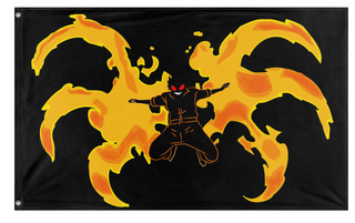 A mockup of the custom flag 'Shinra Devil flag' on a white background
