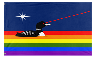 A mockup of the custom flag 'Laser Loon Pride flag' on a white background