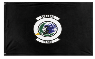 A mockup of the custom flag '16th SOS flag' on a white background