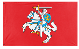 A mockup of the custom flag 'Lithuanian Coat of Arms flag' on a white background