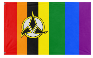 A mockup of the custom flag 'Klingon Empire Pride flag' on a white background