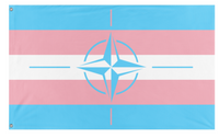 A mockup of the custom flag 'trans nato flag' on a white background