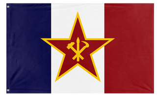 A mockup of the custom flag 'Worker's Republic of France flag' on a white background
