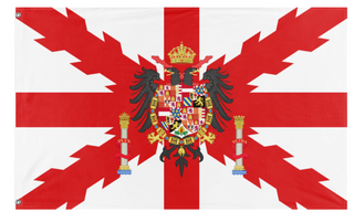 A mockup of the custom flag 'United Theocracy of Spain flag' on a white background