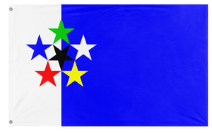 A mockup of the custom flag 'Flags of the World' on a white background